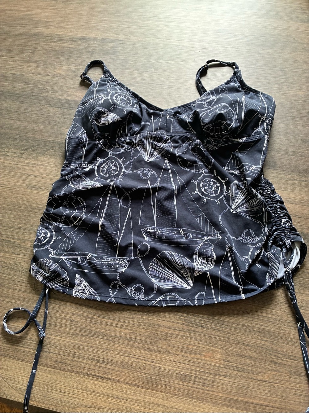 Nautica Navy & White Nautical Print Tankini Top